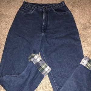 High Waisted Flannel Lined Jeans
